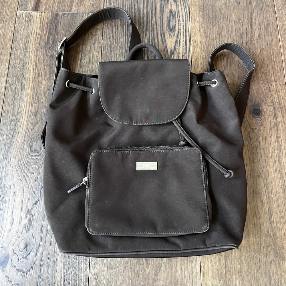 Y2K Ralph Lauren Duffle Drawstring Bucket Backpack Slingback Shoulder Bag Brown